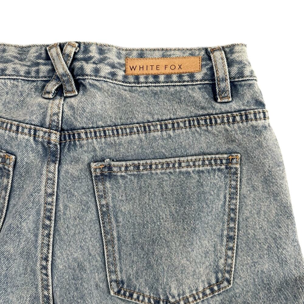 White Fox Women's Take My Time High Rise Straight Leg Jeans Washed Blue Size M - Picture 7 of 9